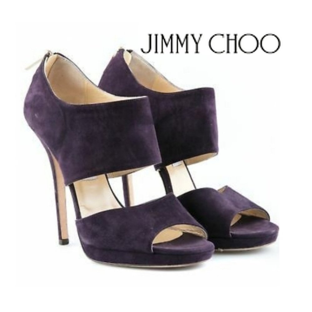 Jimmy Choo Peep Toe Purple Suede  Authentic NWT